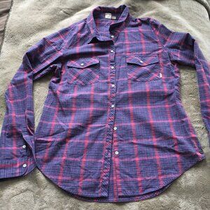 Roxy - button up plaid pink/blue - size M
